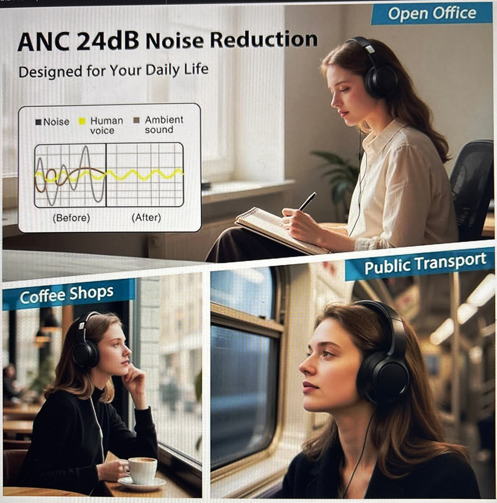 Blue bark Noise cancelling headphones Bluetooth headphones compatible for Android and iOS