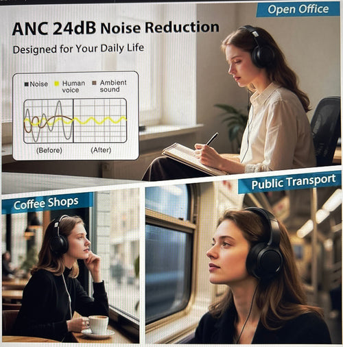 Blue bark Noise cancelling headphones Bluetooth headphones compatible for Android and iOS